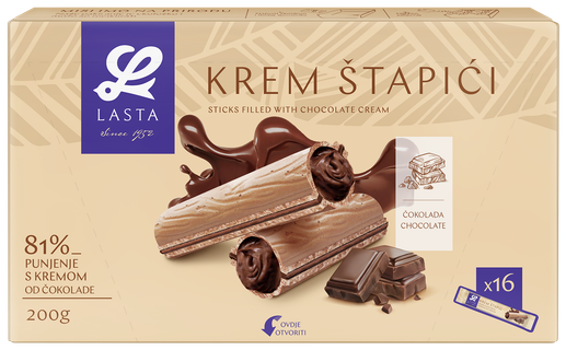 Lasta Krem Stapici Chocolate cream Wafer Rolls 200g
