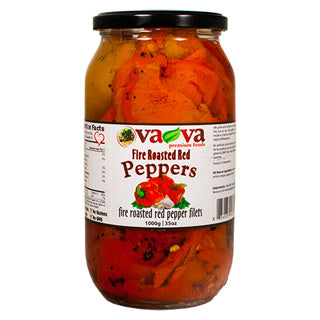 Vava fire roasted red Peppers w garlic 950g
