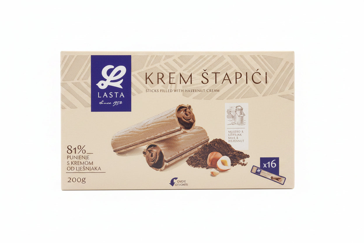 Lasta Sticks Filled with Hazelnut 200g